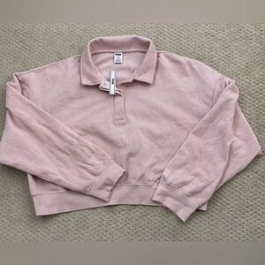 NWT VS PINK Cropped Collar Top XL